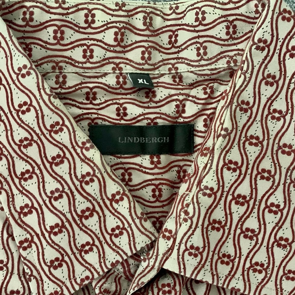 Lindberch taffeta fabric Cream with burgundy color velvety design, XL